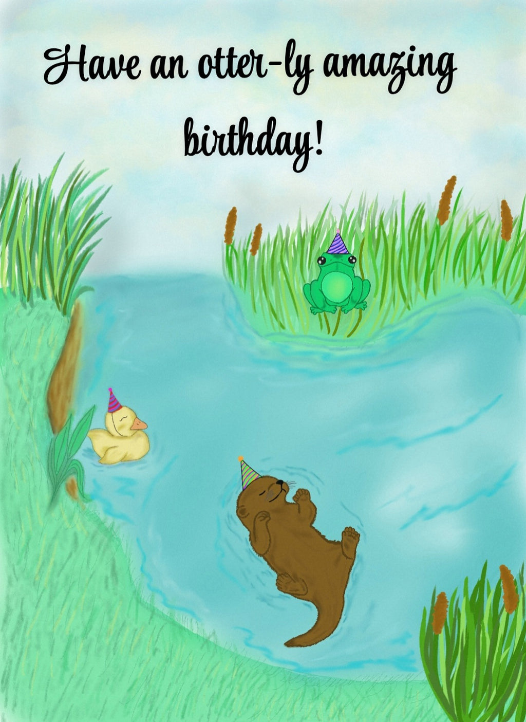 Otter Birthday Greeting Card — "Have an otter-ly amazing birthday!" (Single or Bulk Pack)