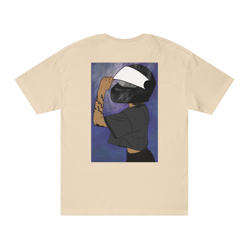 T‑Shirt — Retro Rider Graphic Tee (woman with helmet)