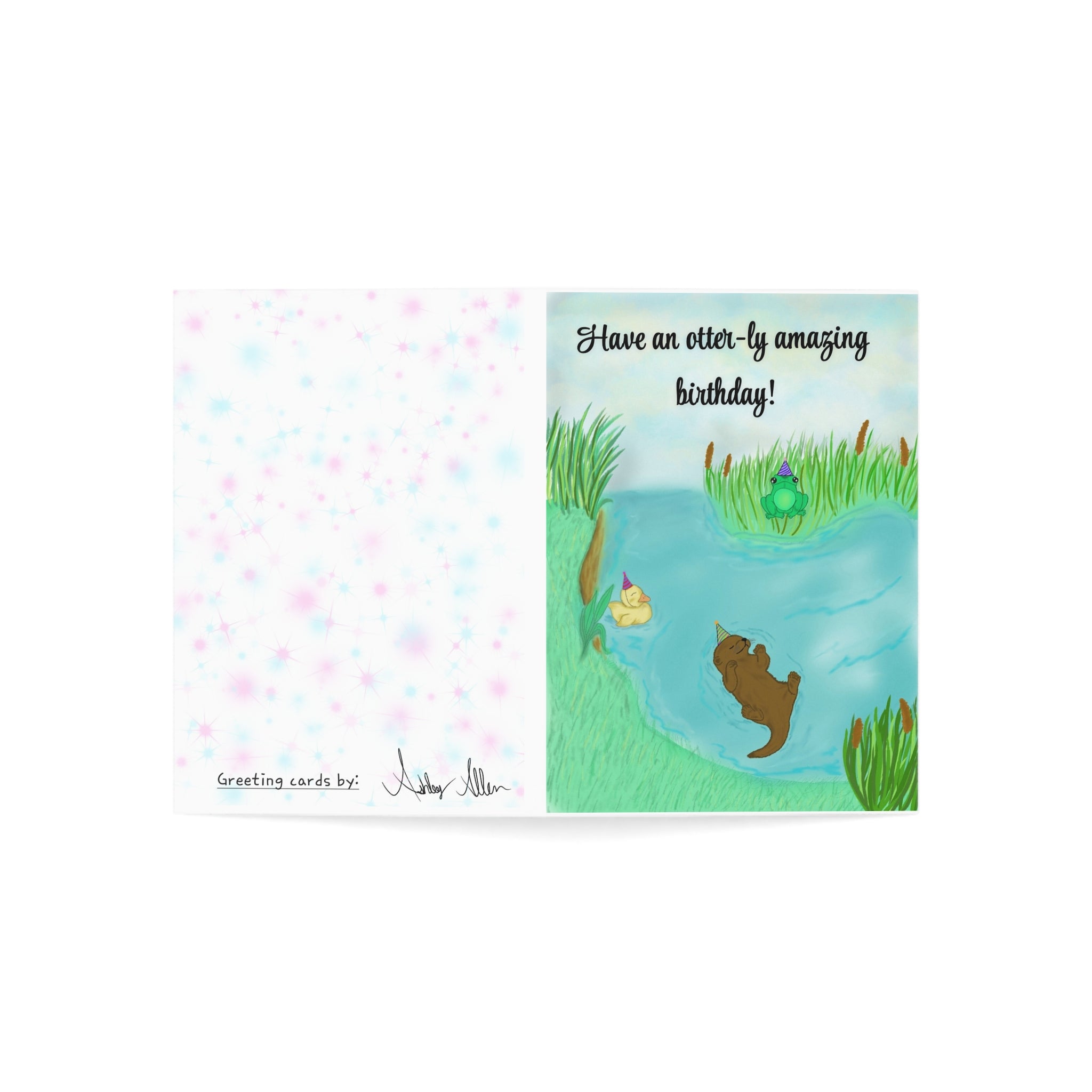 Otter Birthday Greeting Card — "Have an otter-ly amazing birthday!" (Single or Bulk Pack)