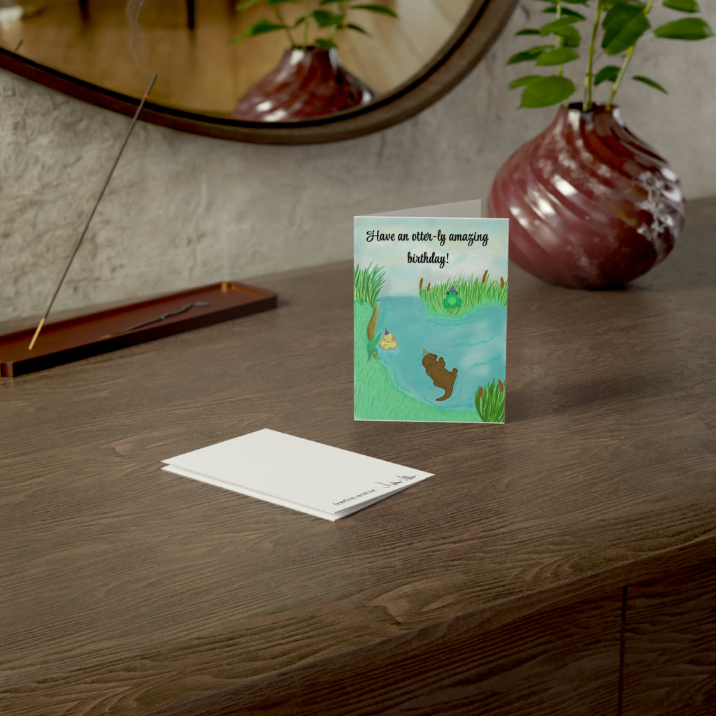 Otter Birthday Greeting Card — "Have an otter-ly amazing birthday!" (Single or Bulk Pack)
