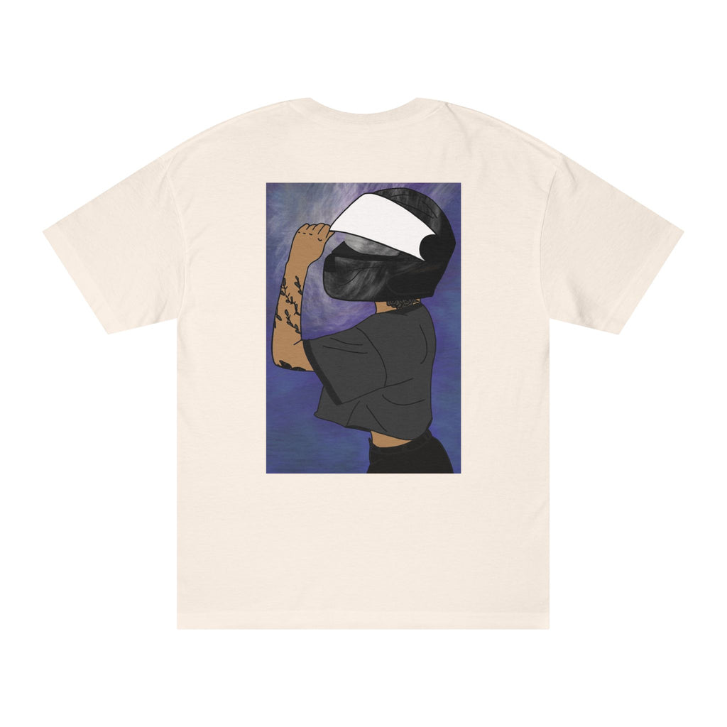 T‑Shirt — Retro Rider Graphic Tee (woman with helmet)