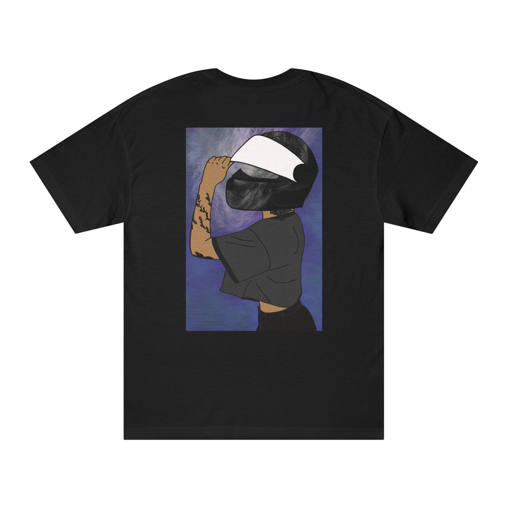 T‑Shirt — Retro Rider Graphic Tee (woman with helmet)